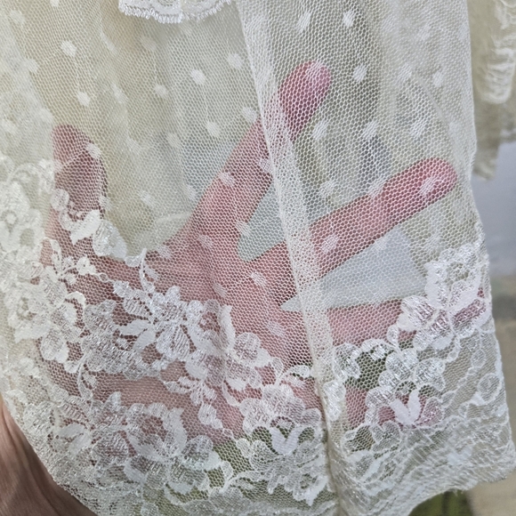 Vtg 70s 80s Steppin Out Boho Hippie Disco Stevie Ivory Lace Dress - Picture 9 of 13